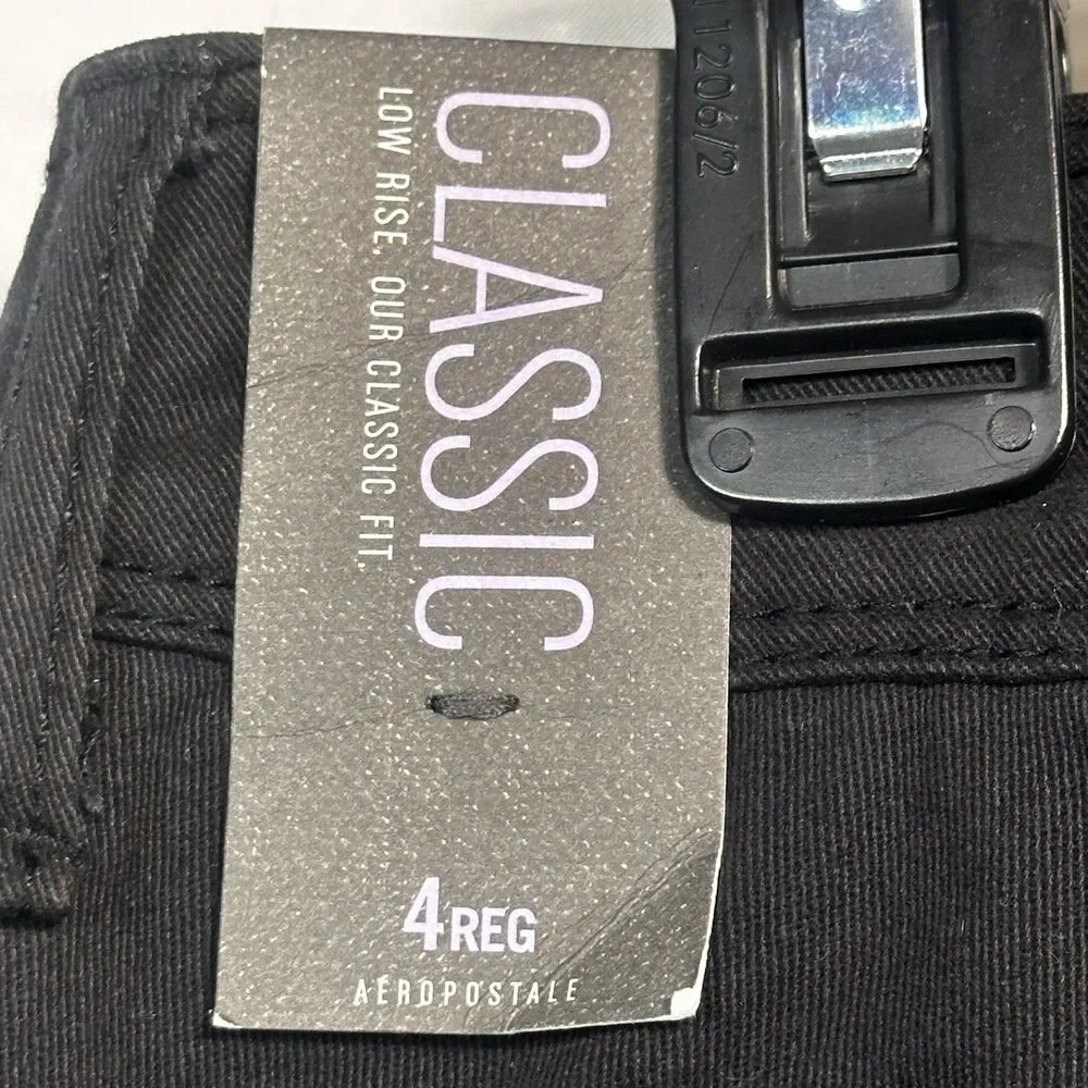 Aeropostale Womens Size 4 Regular Black Stretch Twill Classic Low Rise Pants NWT